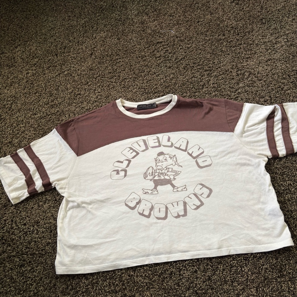 Junk Food Clothing Cleveland Browns Two-Tone White & Brown Short Sleeve Tee
